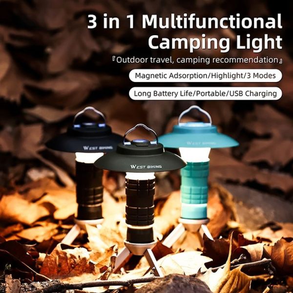 WEST BIKING Outdoor Lighthouse Camping Light LED Portable Magnetic Emergency Flashlight (Lake Blue) - Image 2