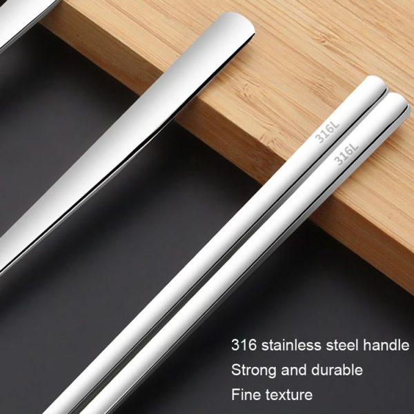 3pcs / set 316 Stainless Steel Portable Tableware Drawing Spoon Chopsticks Fork (Cyan) - Image 6