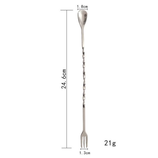 Small 410 Stainless Steel Double Head Spoon Thread Cocktail Mixing Spoon, Color: Stainless Steel Color - Image 3