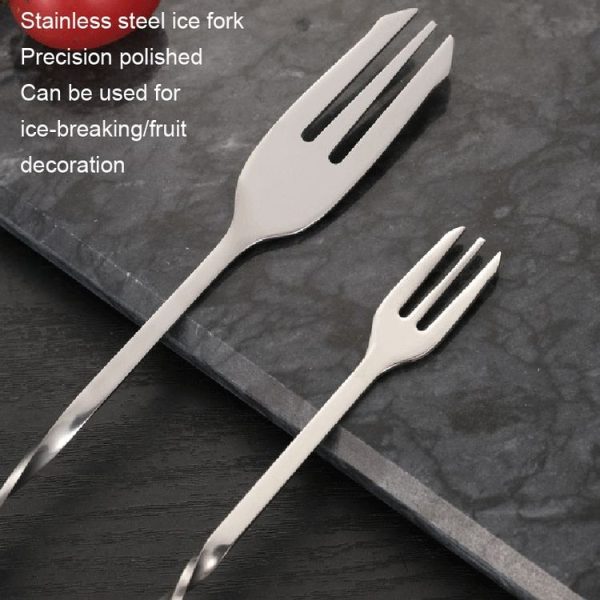 Small 410 Stainless Steel Double Head Spoon Thread Cocktail Mixing Spoon, Color: Stainless Steel Color - Image 4