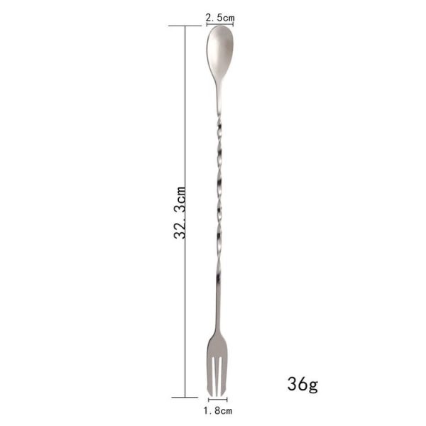Large 410 Stainless Steel Double Head Spoon Thread Cocktail Mixing Spoon, Color: Stainless Steel Color - Image 3