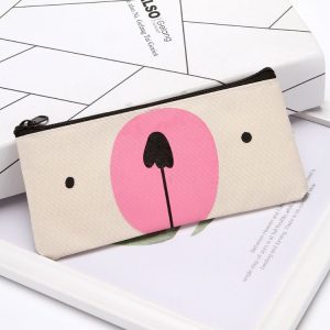 Cartoon Simple Student Oxford Pen Bag Large Capacity Pencil Bag (Beige)