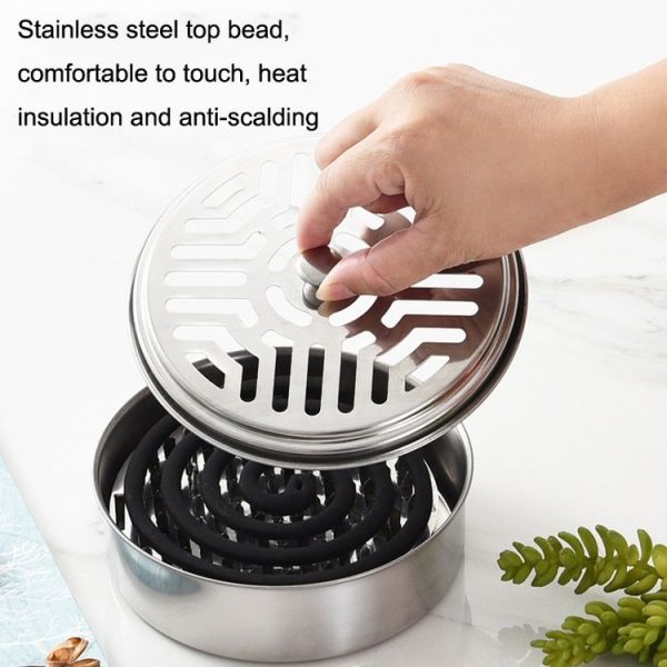 Stainless Steel Mosquito Incense Tray Holder Household Fireproof Mosquito Incense Box With Cover (As Show) - Image 4