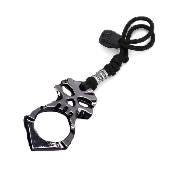 Rose Thorn Single Finger Buckle Self-defense Broken Window Keychain (Black)
