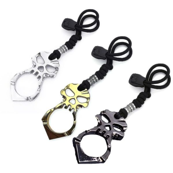 Rose Thorn Single Finger Buckle Self-defense Broken Window Keychain (Black) - Image 2