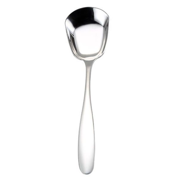 Small 304 Stainless Steel Spoon Glossy Thickened Flat Head Flat Bottom Serving Spoon, Color: Stainless Steel Color
