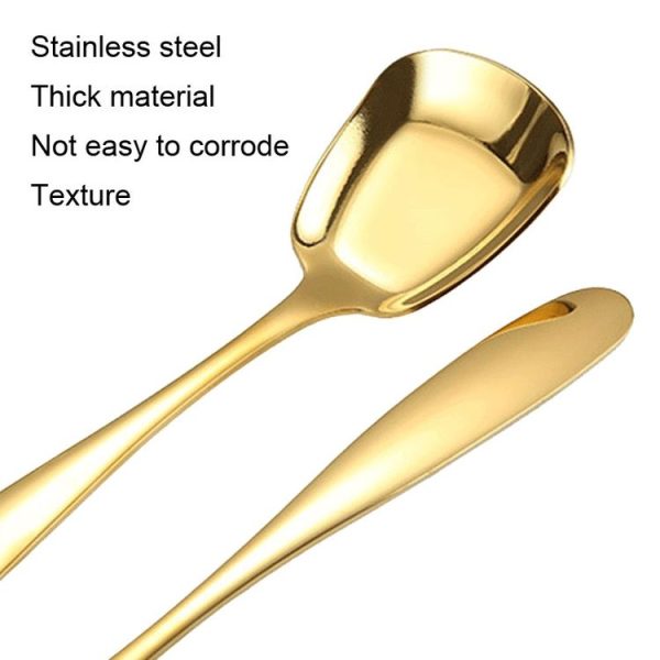 Small 304 Stainless Steel Spoon Glossy Thickened Flat Head Flat Bottom Serving Spoon, Color: Stainless Steel Color - Image 3