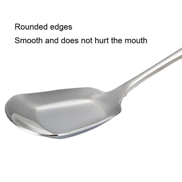 Small 304 Stainless Steel Spoon Glossy Thickened Flat Head Flat Bottom Serving Spoon, Color: Stainless Steel Color - Image 4