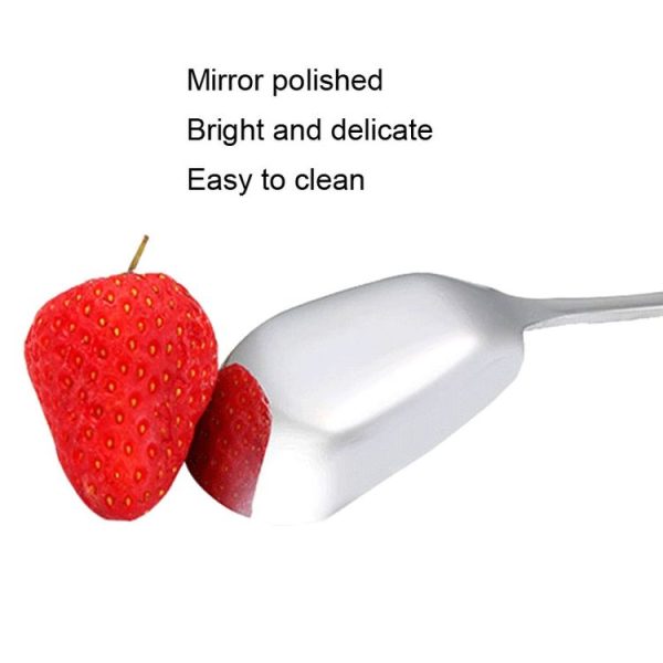 Small 304 Stainless Steel Spoon Glossy Thickened Flat Head Flat Bottom Serving Spoon, Color: Stainless Steel Color - Image 6