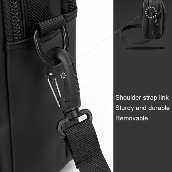 WEPOWER Simple Men Messenger Bag Can Wear Belt Hanging Bag Handheld Shoulder Bag (Black) - Image 10