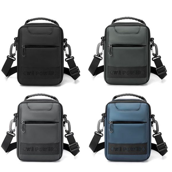 WEPOWER Simple Men Messenger Bag Can Wear Belt Hanging Bag Handheld Shoulder Bag (Black) - Image 3