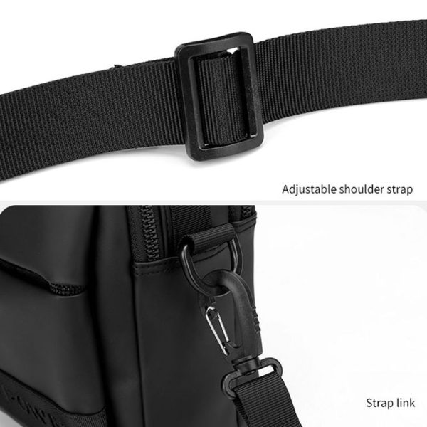 WEPOWER Simple Men Messenger Bag Can Wear Belt Hanging Bag Handheld Shoulder Bag (Black) - Image 8