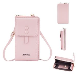 Baellerry Multifunctional Adjustable Crossbody Phone Bag Large Capacity Multi-card Slot Single-shoulder Bag (Pink)
