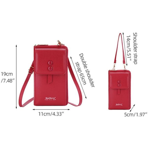 Baellerry Multifunctional Adjustable Crossbody Phone Bag Large Capacity Multi-card Slot Single-shoulder Bag (Pink) - Image 4