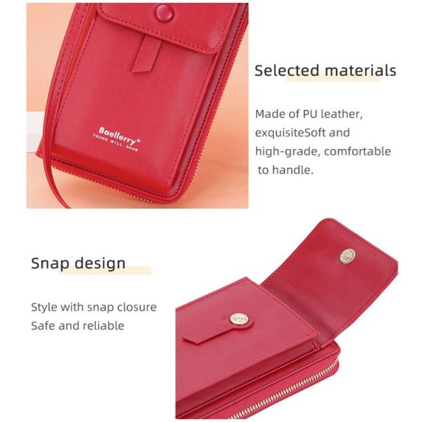 Baellerry Multifunctional Adjustable Crossbody Phone Bag Large Capacity Multi-card Slot Single-shoulder Bag (Pink) - Image 6