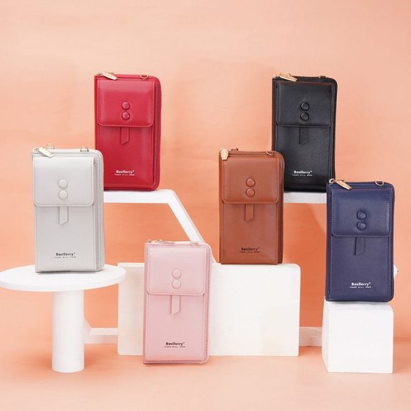 Baellerry Multifunctional Adjustable Crossbody Phone Bag Large Capacity Multi-card Slot Single-shoulder Bag (Pink) - Image 9