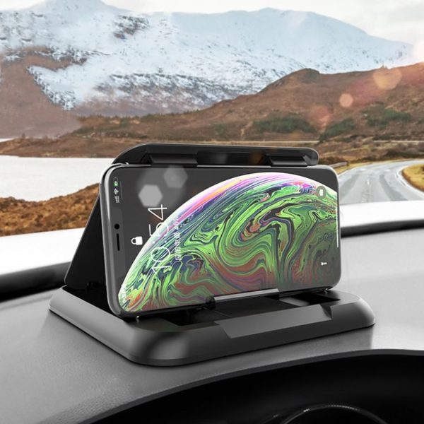 Car Mobile Phone Holder Carbon Fiber Pattern Silicone Dashboard Holder (Black)