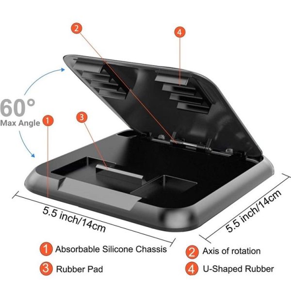 Car Mobile Phone Holder Carbon Fiber Pattern Silicone Dashboard Holder (Black) - Image 3