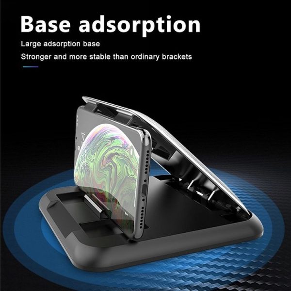 Car Mobile Phone Holder Carbon Fiber Pattern Silicone Dashboard Holder (Black) - Image 9