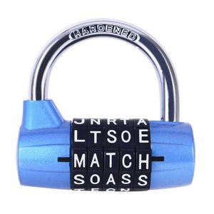 Medium 5-Digit Alphabet Wheel Combination Lock Closet Door Padlock (Blue)