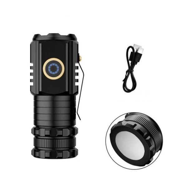 3 LED Mini Flashlight Rechargeable Waterproof 2000LM Super Bright Torch, Spec: Tail Magnet