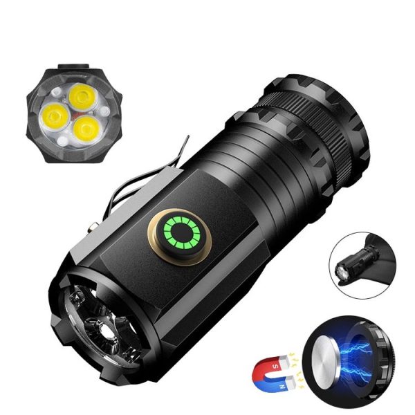 3 LED Mini Flashlight Rechargeable Waterproof 2000LM Super Bright Torch, Spec: Tail Magnet - Image 2