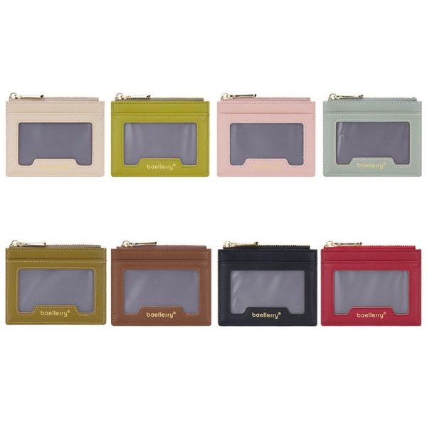 Baellerry Light and Thin Card Bag ID Card Holder Multifunctional Coin Purse (Yellow Green) - Image 2