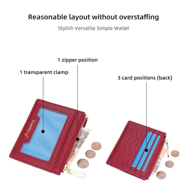 Baellerry Light and Thin Card Bag ID Card Holder Multifunctional Coin Purse (Yellow Green) - Image 4