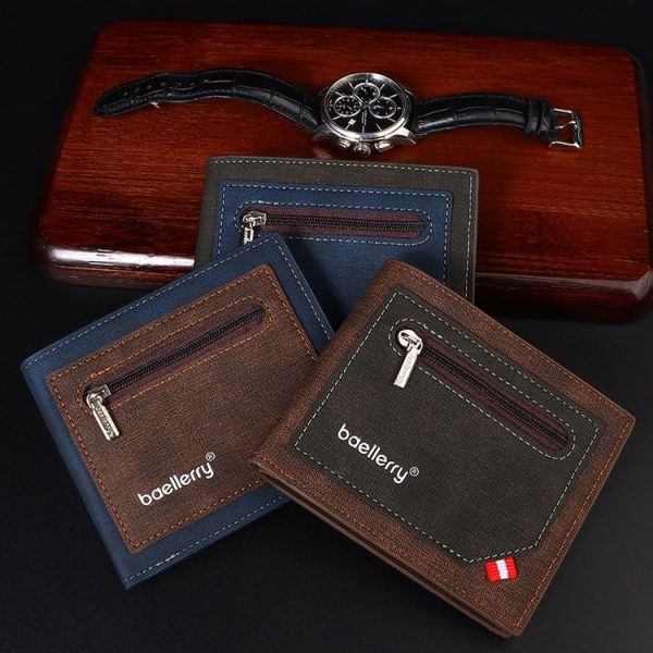 Baellerry Synthetic Leather Men Short Wallet Large Capacity Multi-Card Slot Zipper Wallet (Black) - Image 7