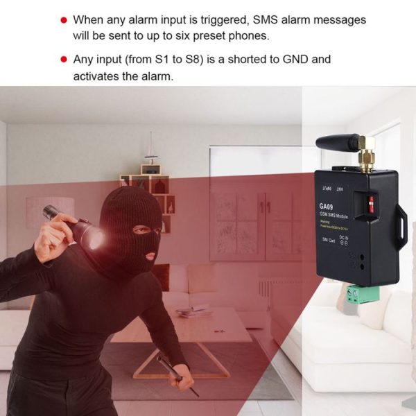 GA09 Mini 8 CH Home Security Wireless GSM SMS Alarm Module - Image 6
