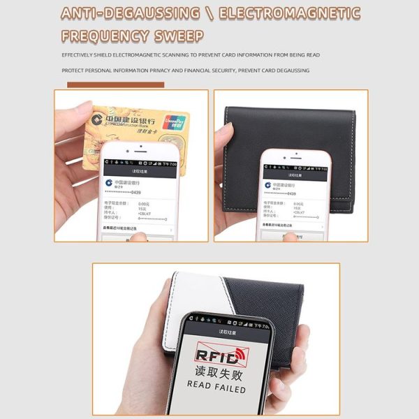 Baellerry RFID Anti-theft Aluminum Box Leather Wallet Side Push Contrasting Antimagnetic Card Holder (Green) - Image 10