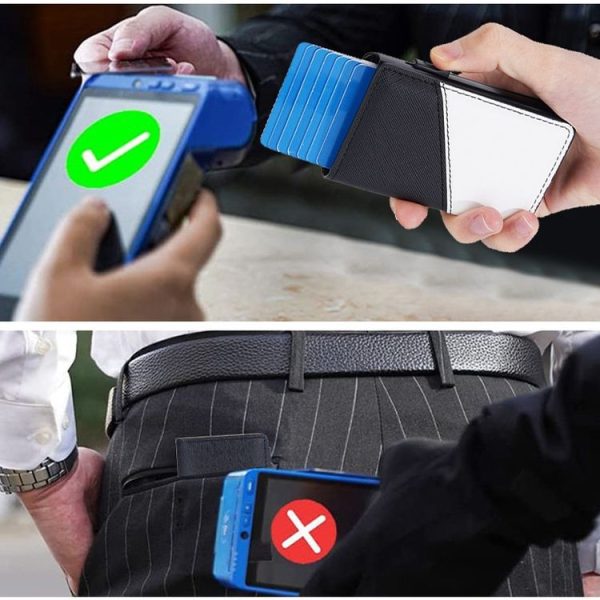 Baellerry RFID Anti-theft Aluminum Box Leather Wallet Side Push Contrasting Antimagnetic Card Holder (Green) - Image 11