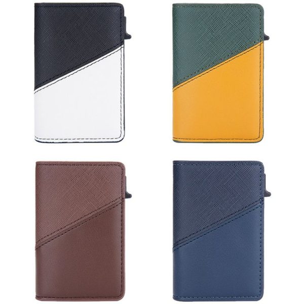 Baellerry RFID Anti-theft Aluminum Box Leather Wallet Side Push Contrasting Antimagnetic Card Holder (Green) - Image 2
