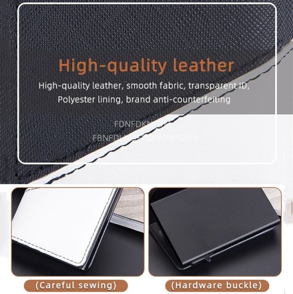 Baellerry RFID Anti-theft Aluminum Box Leather Wallet Side Push Contrasting Antimagnetic Card Holder (Green) - Image 7