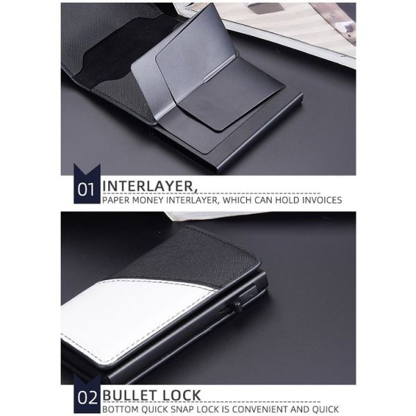 Baellerry RFID Anti-theft Aluminum Box Leather Wallet Side Push Contrasting Antimagnetic Card Holder (Green) - Image 8