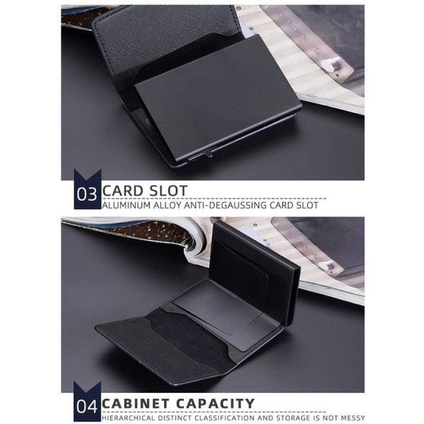 Baellerry RFID Anti-theft Aluminum Box Leather Wallet Side Push Contrasting Antimagnetic Card Holder (Green) - Image 9
