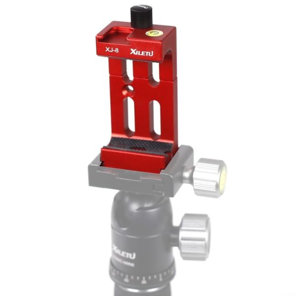 XILETU XJ-8 Aluminum Alloy Camera Head Tripod Mobile Phone Clip (Red)