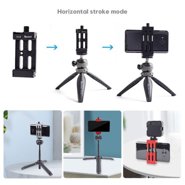 XILETU XJ-8 Aluminum Alloy Camera Head Tripod Mobile Phone Clip (Red) - Image 7