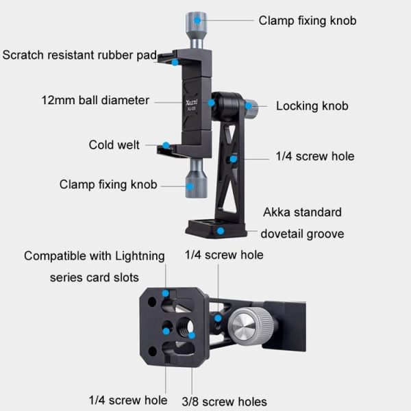 XILETU Metal Swivel Cold Shoe Mobile Phone Clip Photography Fixed Tripod - Image 5