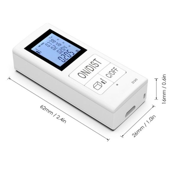 30m Mini Handheld Rechargeable Infrared Electronic Range Finder (White) - Image 3