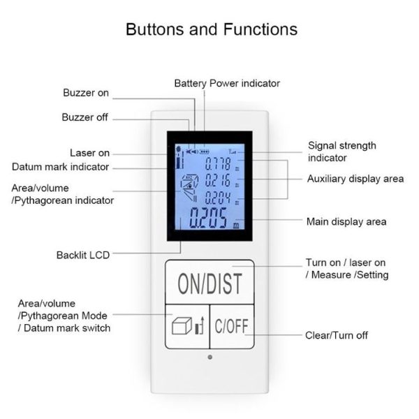 30m Mini Handheld Rechargeable Infrared Electronic Range Finder (White) - Image 7