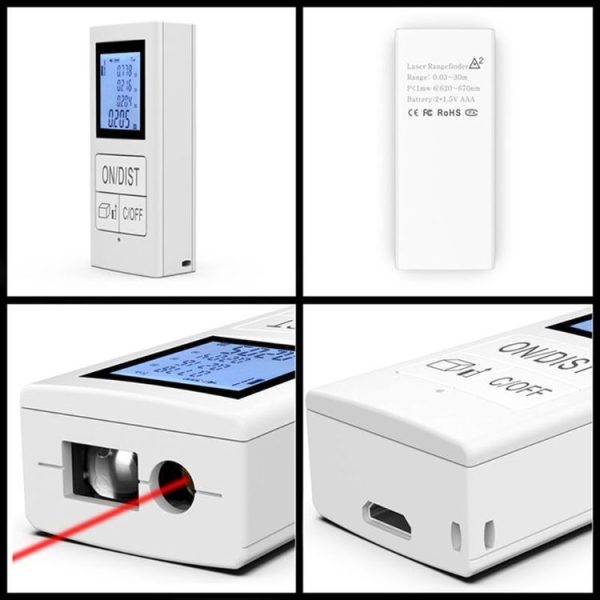 30m Mini Handheld Rechargeable Infrared Electronic Range Finder (White) - Image 8
