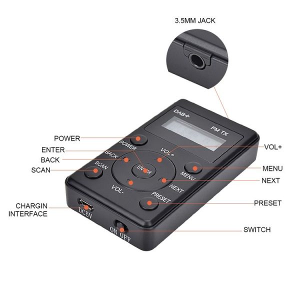 HanRongda HRD-100 Portable Digital Display DAB+ / DAB / FM Radio (Black) - Image 5