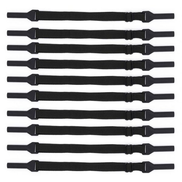 10pcs Short Style Glasses Non-Slip Rope Adjustable Elastic Sports Legs Anti-Drop Fixed Strap (Black)