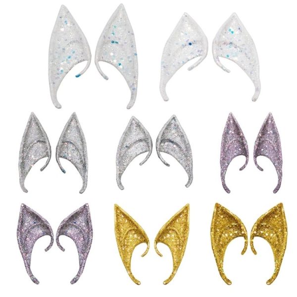 1pair Latex Elf Ears With Glitter Halloween Party Pixie Ears Cosplay Props 10cm Golden - Image 3