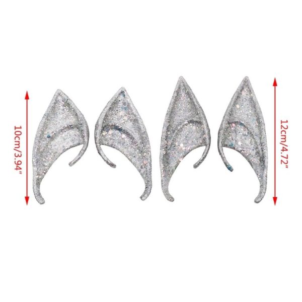 1pair Latex Elf Ears With Glitter Halloween Party Pixie Ears Cosplay Props 10cm Golden - Image 4