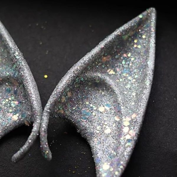 1pair Latex Elf Ears With Glitter Halloween Party Pixie Ears Cosplay Props 10cm Golden - Image 5