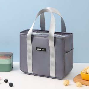 Portable Insulation Bag Waterproof Small Meal Bag Aluminum Foil Thickened Lunch Bag (Grey)
