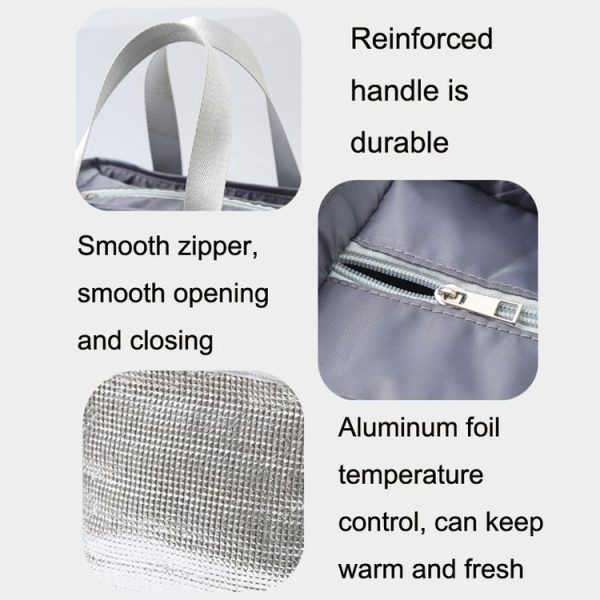 Portable Insulation Bag Waterproof Small Meal Bag Aluminum Foil Thickened Lunch Bag (Grey) - Image 4