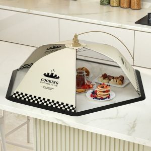Table Cover Folding Food Cover Household Anti-fly Dust-proof Vegetable Umbrella 70cm Grid Cooking Smoke